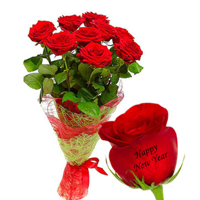 "Talking Roses (Print on Rose) (9 Red Roses) - Happy New Year - Click here to View more details about this Product